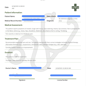 Doctors Sick Note