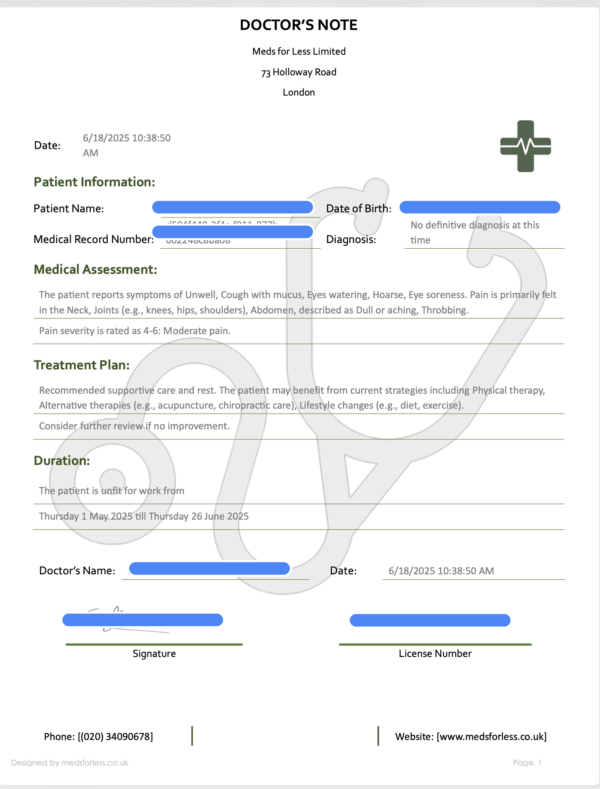 Doctors Sick Note