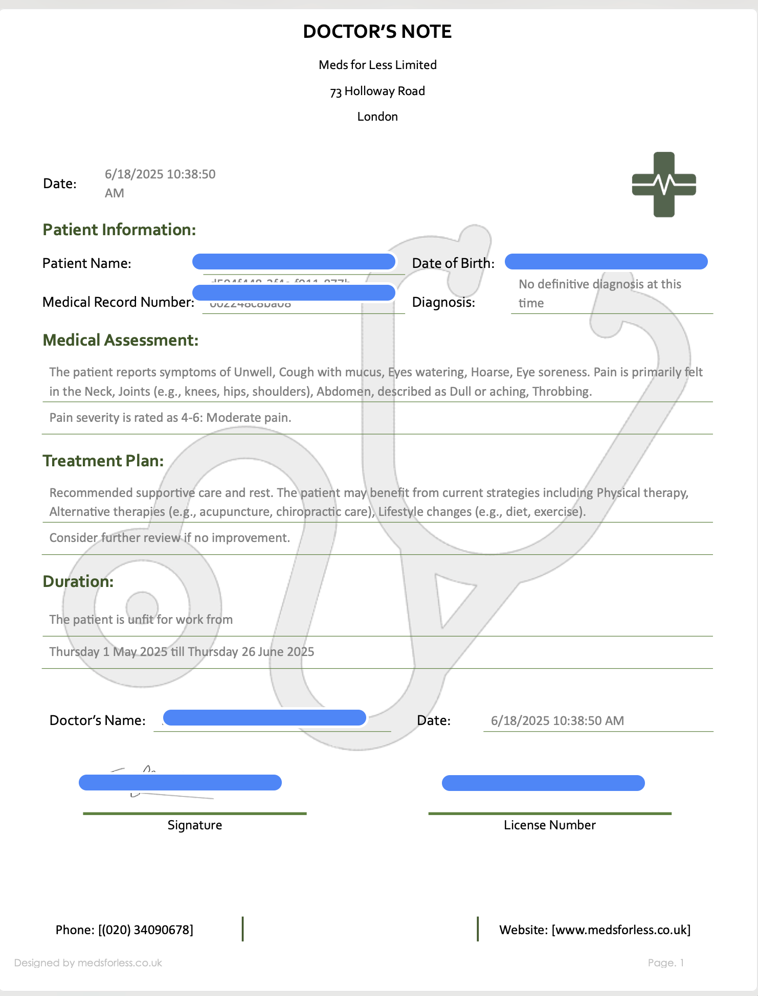 Doctors Sick Note